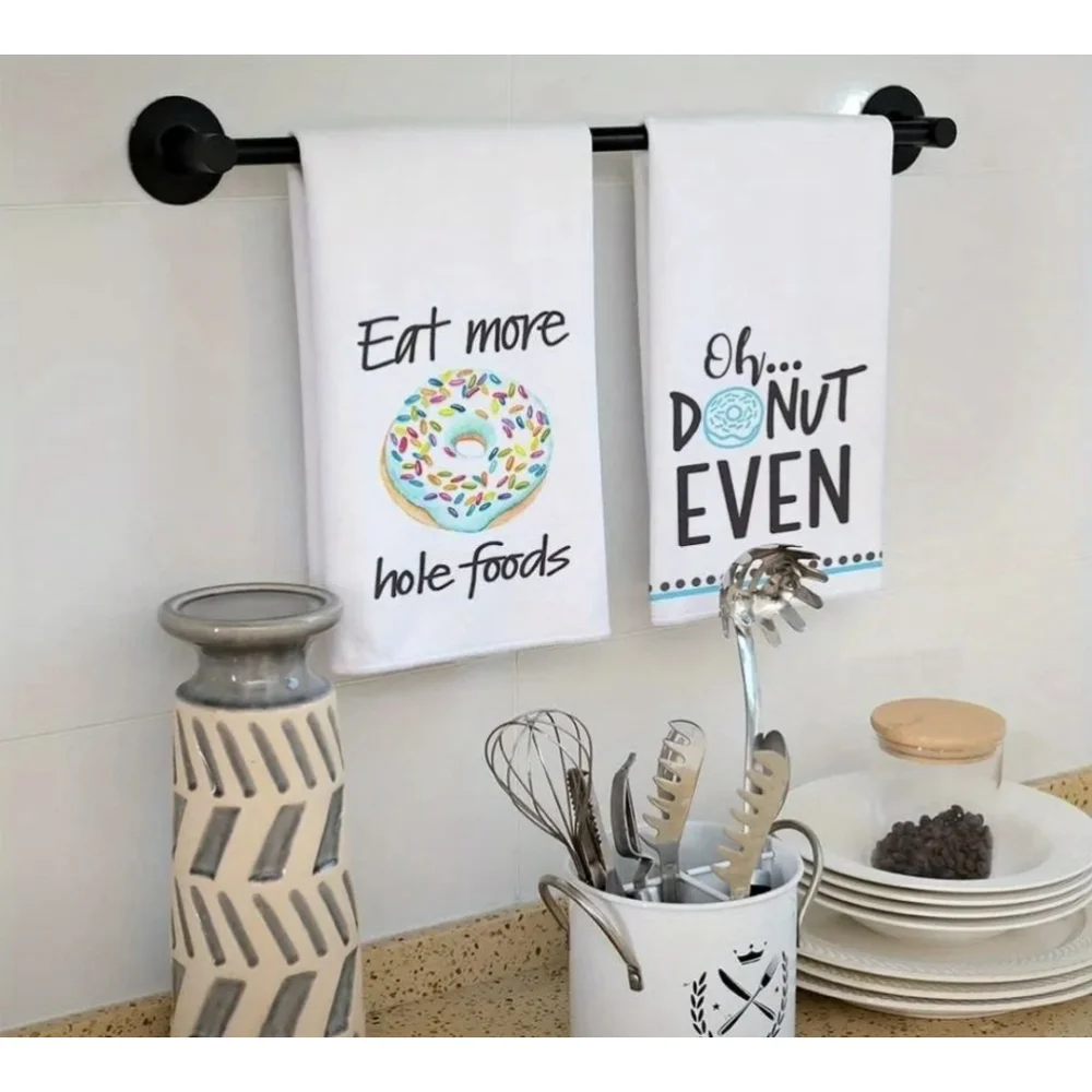 Donut Kitchen Towel Set, White, Blue